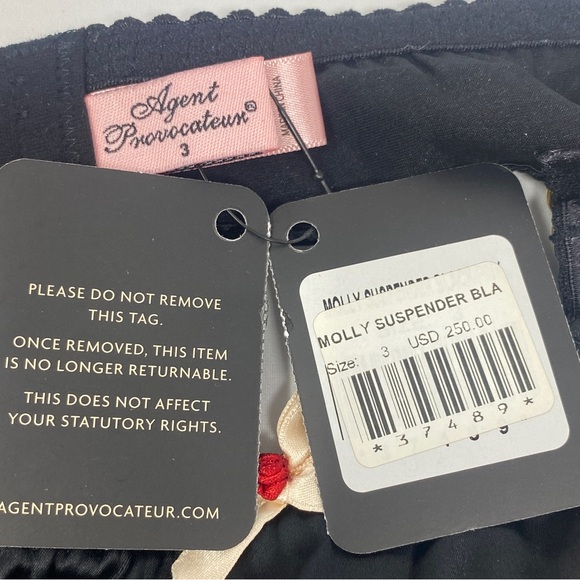 Agent Provocateur Molly Black Silk Suspender NWT $250 - Picture 8 of 9